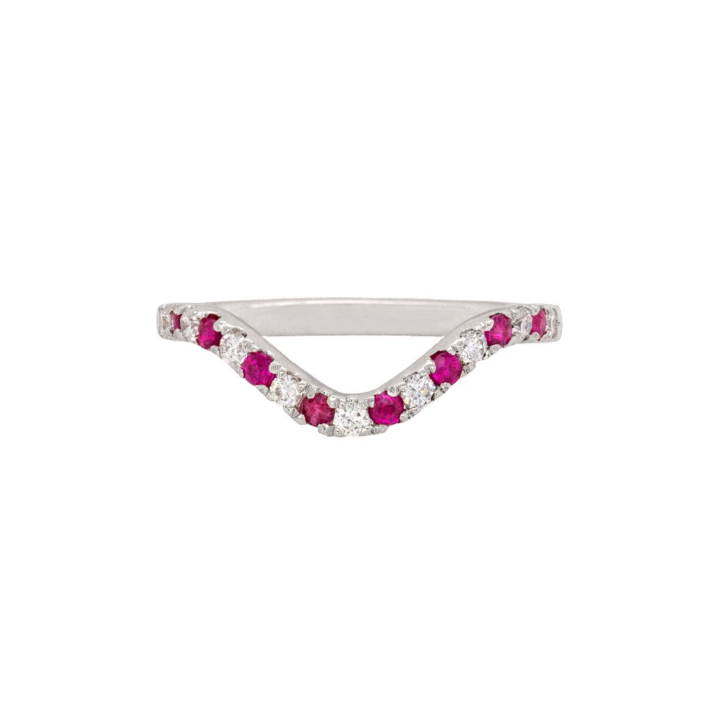 Madagascar Ruby And Natural Diamond Band In 14k Solid Gold